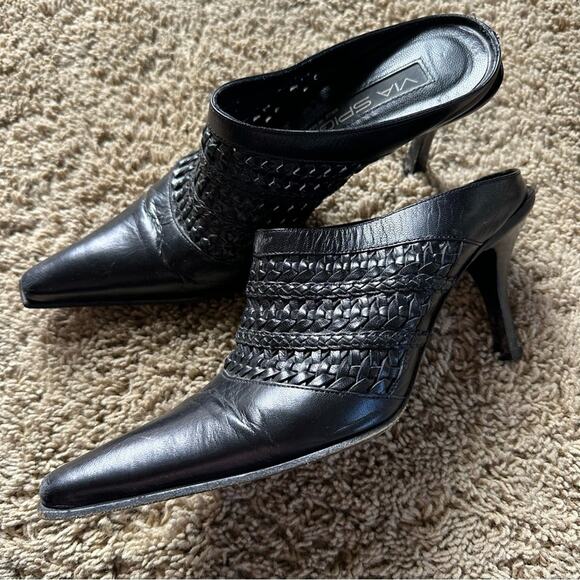 Vía Spiga Vintage Black Women's woven leather Heels size 7 - Picture 4 of 13